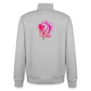 Direkte Floorball Aussage - Unisex Organic Zip Sweatshirt von Stanley/Stella - Grau meliert - Hinten - AI Model Male 185 light (185cm)