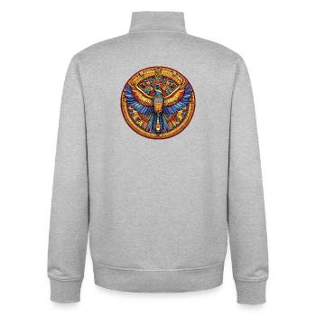 Phoenix Mandala Fire Fan - Unisex Organic Zip Sweatshirt by Stanley/Stella - heather grey - Back - AI Model Male 185 light (185cm)
