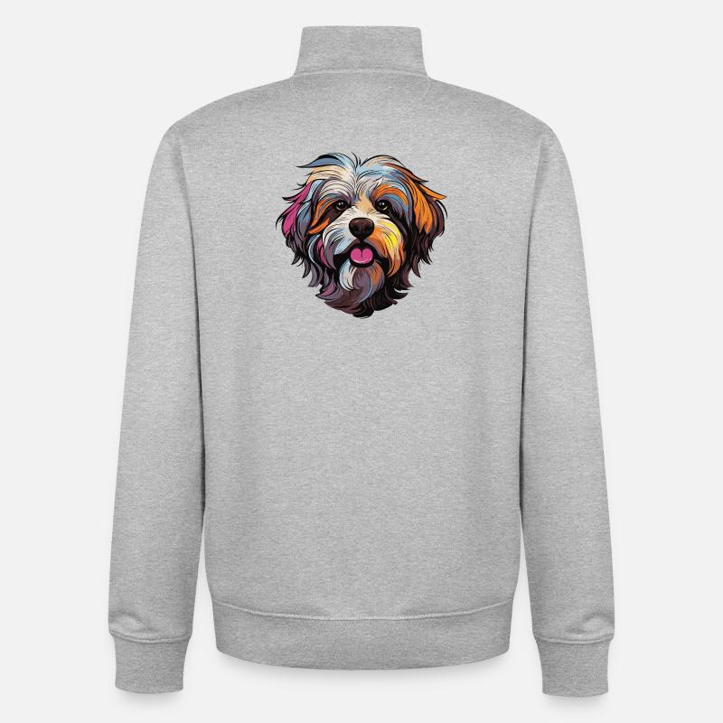 hund comic - Unisex Organic Zip Sweatshirt von Stanley/Stella - Grau meliert