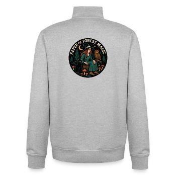 Forest Spell Forest Witch Patch - Unisex Organic Zip Sweatshirt by Stanley/Stella - heather grey - Back - AI Model Male 185 light (185cm)