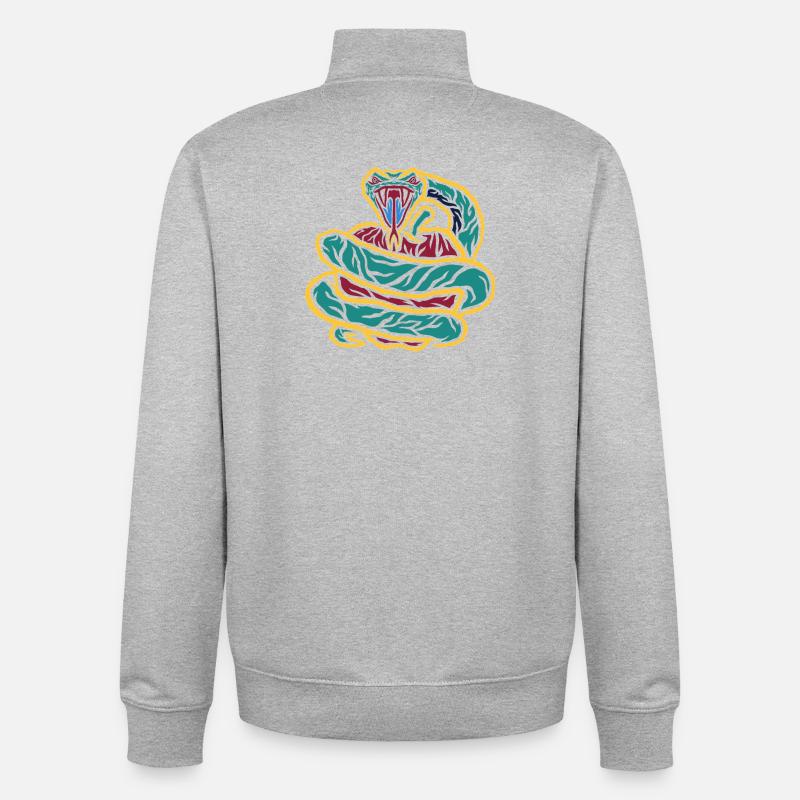 Néon serpent enroulé - Sweat zippé unisexe en coton bio Stanley/Stella - gris chiné
