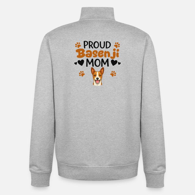 Stolze Barkless Dog Mutter, Basenji - Unisex Organic Zip Sweatshirt von Stanley/Stella - Grau meliert