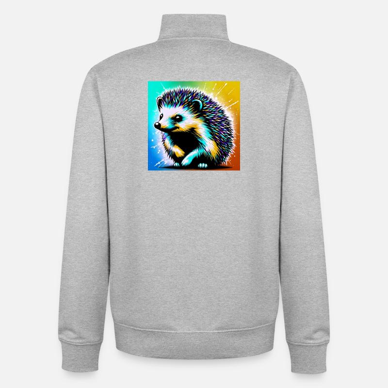 hérisson - Sweat zippé unisexe en coton bio Stanley/Stella - gris chiné