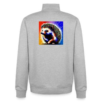hedgehog - Unisex Organic Zip Sweatshirt by Stanley/Stella - heather grey - Back - AI Model Male 185 light (185cm)