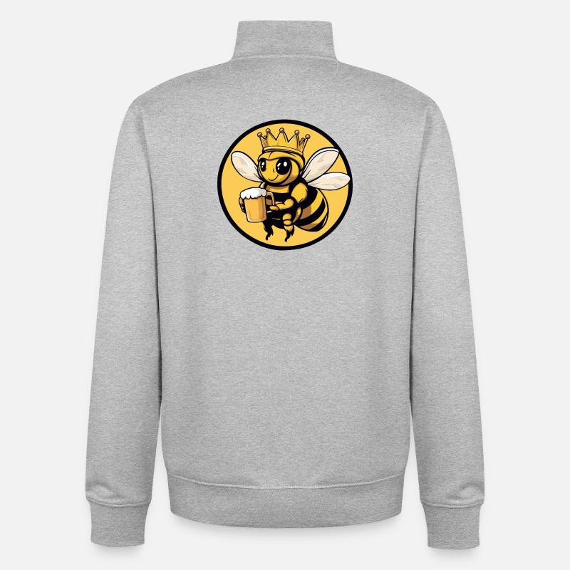 Bee Beer Drôle - Sweat zippé unisexe en coton bio Stanley/Stella - gris chiné