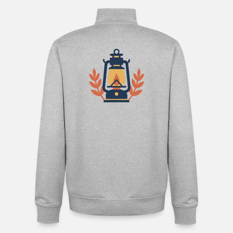 Camping Lantern Nature Forest - Unisex Organic Zip Sweatshirt by Stanley/Stella - heather grey