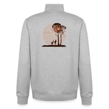African savannah at night - Unisex Organic Zip Sweatshirt by Stanley/Stella - heather grey - Back - AI Model Male 185 light (185cm)