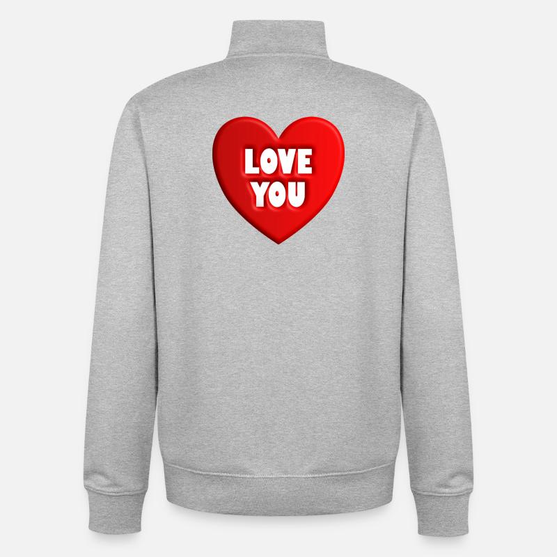 Mon cœur t’aime - Sweat zippé unisexe en coton bio Stanley/Stella - gris chiné