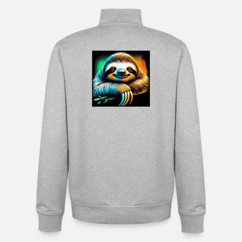 sloth - Unisex Organic Zip Sweatshirt by Stanley/Stella - heather grey
