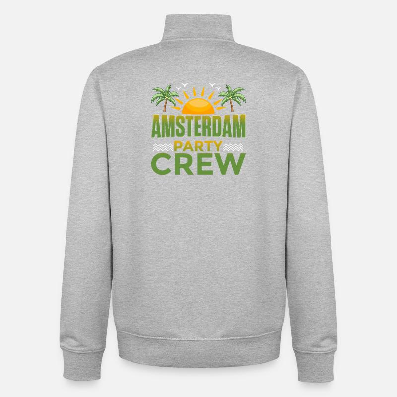 Amsterdam Party Crew - Sweat zippé unisexe en coton bio Stanley/Stella - gris chiné
