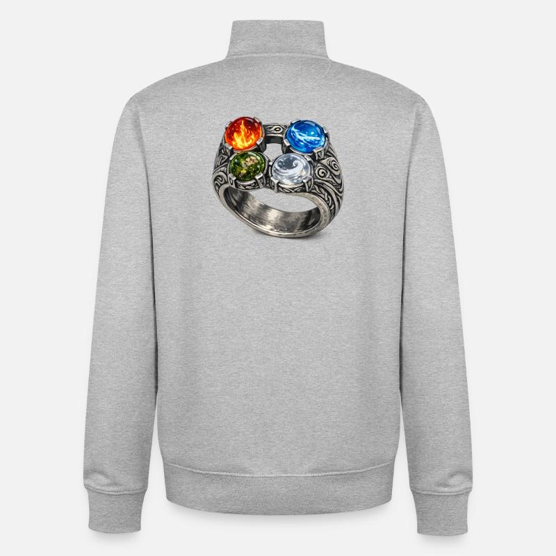 Four Elements Ring with Gemstones - Unisex Organic Zip Sweatshirt by Stanley/Stella - heather grey