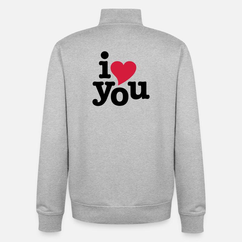 je t'aime - coeur i vous - Sweat zippé unisexe en coton bio Stanley/Stella - gris chiné