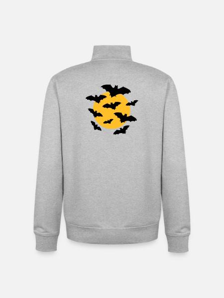 Bats & Moon - Unisex Organic Zip Sweatshirt by Stanley/Stella - heather grey