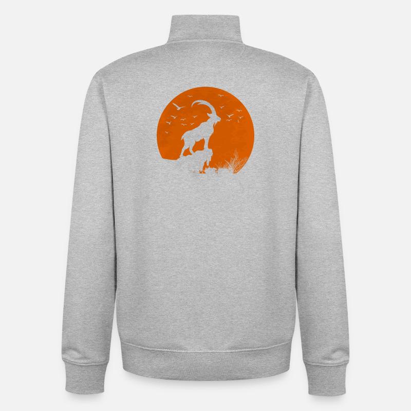 Capricorne rouge lune - Sweat zippé unisexe en coton bio Stanley/Stella - gris chiné