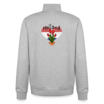 Cœur de tulipe de Hollande - Sweat zippé unisexe en coton bio Stanley/Stella - gris chiné - Dos - AI Model Male 185 light (185cm)