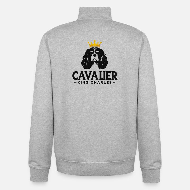 Cavalier King Charles Couronné - Sweat zippé unisexe en coton bio Stanley/Stella - gris chiné