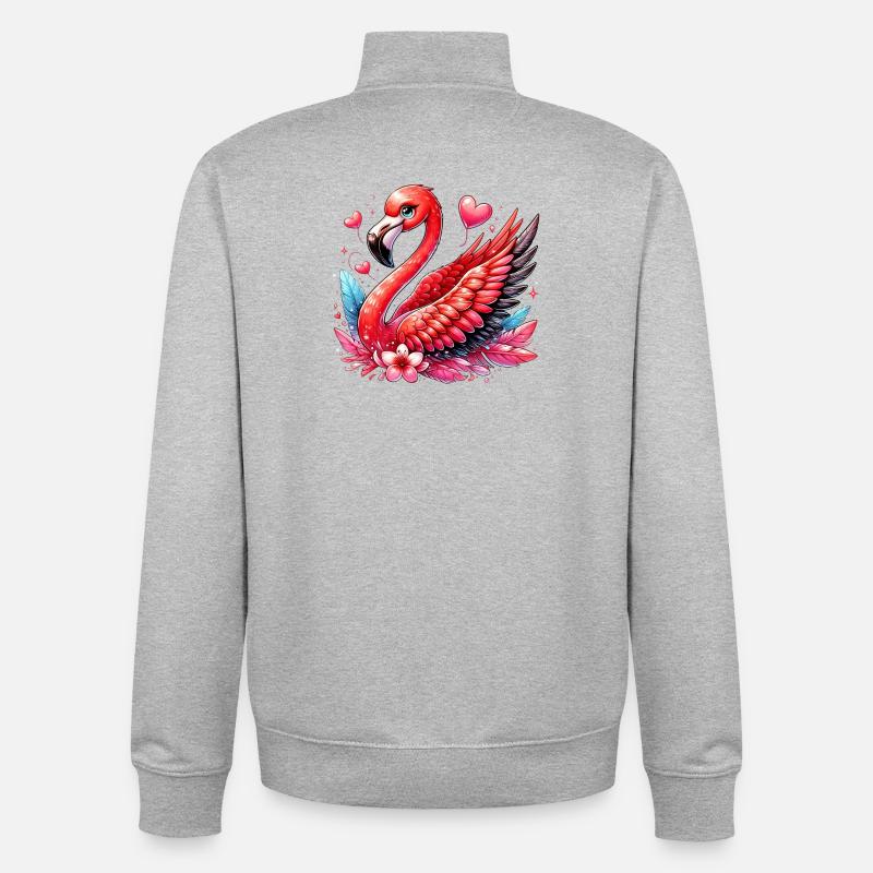 Flamant - Sweat zippé unisexe en coton bio Stanley/Stella - gris chiné
