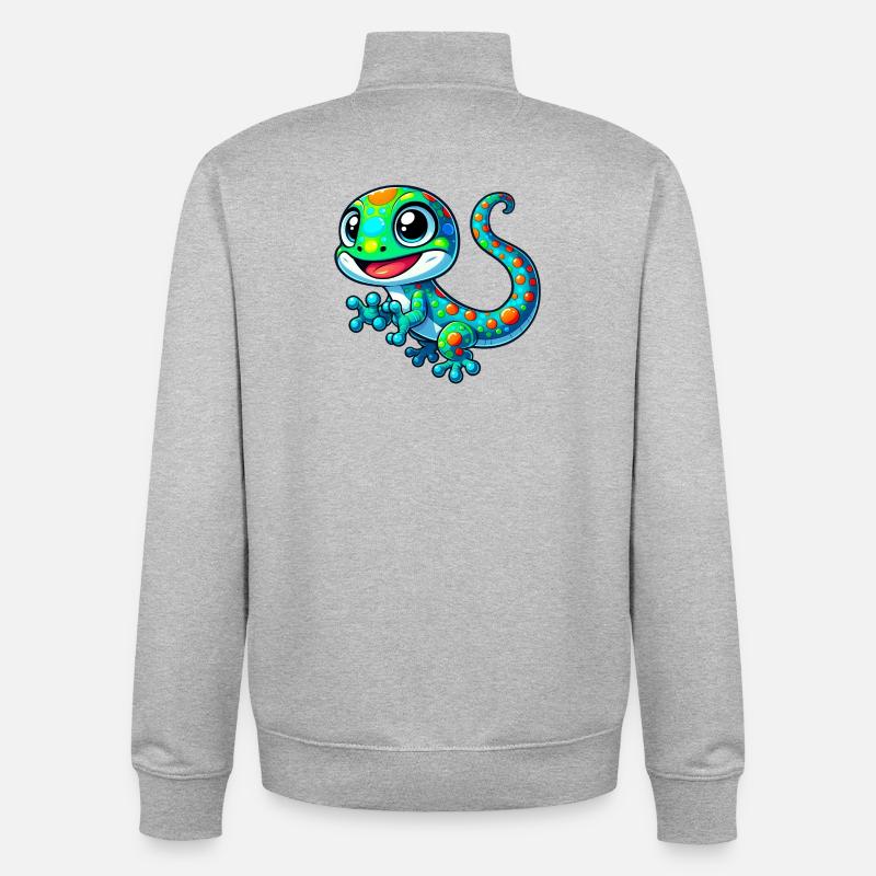 Gecko - Sweat zippé unisexe en coton bio Stanley/Stella - gris chiné
