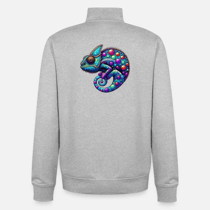 Caméléon - Sweat zippé unisexe en coton bio Stanley/Stella - gris chiné