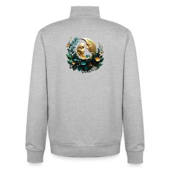 Zwei verzierte Mondsicheln - Unisex Organic Zip Sweatshirt von Stanley/Stella - Grau meliert - Hinten - AI Model Male 185 light (185cm)