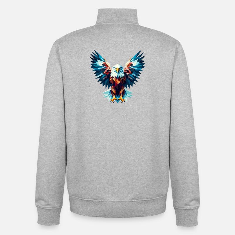 Polygonal Eagle - Unisex Organic Zip Sweatshirt by Stanley/Stella - heather grey