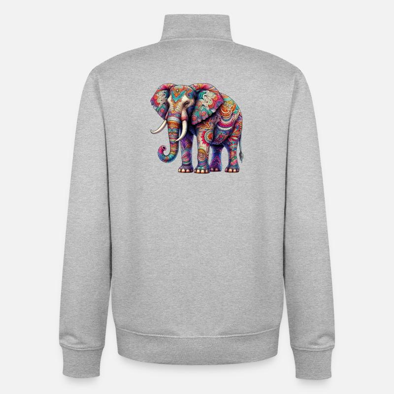 Éléphant - Sweat zippé unisexe en coton bio Stanley/Stella - gris chiné
