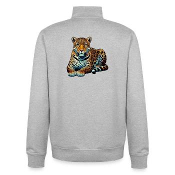 Leopard - Unisex Organic Zip Sweatshirt von Stanley/Stella - Grau meliert - Hinten - AI Model Male 185 light (185cm)