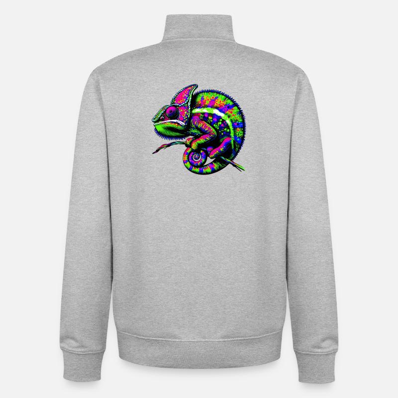 Caméléon - Sweat zippé unisexe en coton bio Stanley/Stella - gris chiné