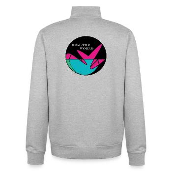 Healing the World - Unisex Organic Zip Sweatshirt by Stanley/Stella - heather grey - Back - AI Model Male 185 light (185cm)