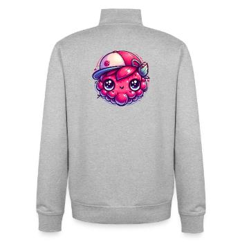 Himbeere Kawaii mit bunter Kappe - Unisex Organic Zip Sweatshirt von Stanley/Stella - Grau meliert - Hinten - AI Model Male 185 light (185cm)