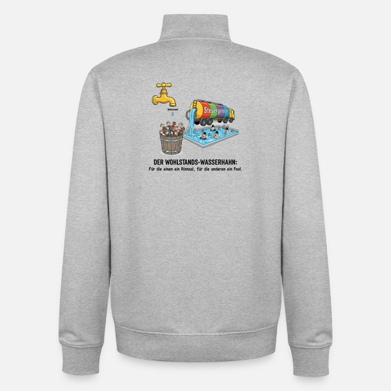 Le robinet de la prospérité - Sweat zippé unisexe en coton bio Stanley/Stella - gris chiné