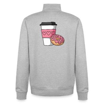Pink Heart Kaffee und Donut - Unisex Organic Zip Sweatshirt von Stanley/Stella - Grau meliert - Hinten - AI Model Male 185 light (185cm)