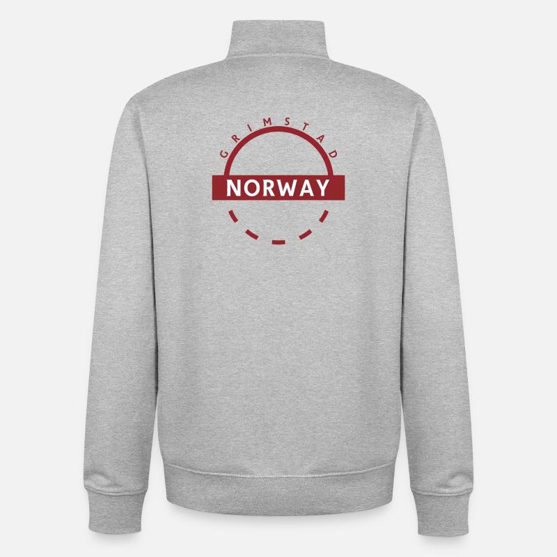 Grimstad Norwegen Rundes Abzeichen - Unisex Organic Zip Sweatshirt von Stanley/Stella - Grau meliert