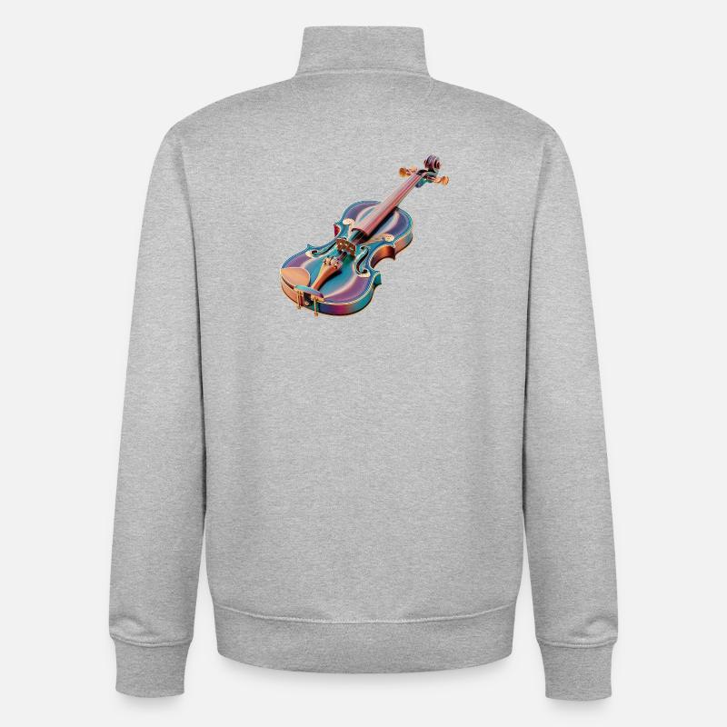 Regenbogen Geigen-Kunst - Unisex Organic Zip Sweatshirt von Stanley/Stella - Grau meliert