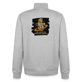 Lustige Kaffeezitate - Unisex Organic Zip Sweatshirt von Stanley/Stella - Grau meliert - Hinten - AI Model Male 185 light (185cm)