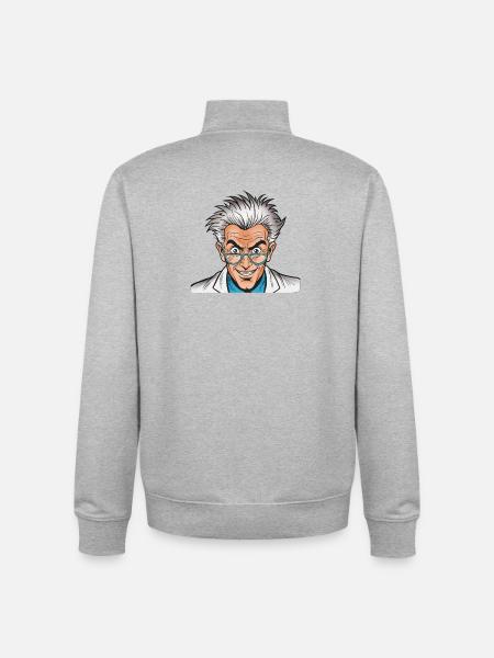 Mad Scientist Cartoon - Unisex Organic Zip Sweatshirt by Stanley/Stella - heather grey