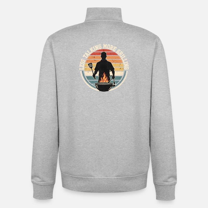 Coucher de soleil Maître Grill Rétro - Sweat zippé unisexe en coton bio Stanley/Stella - gris chiné