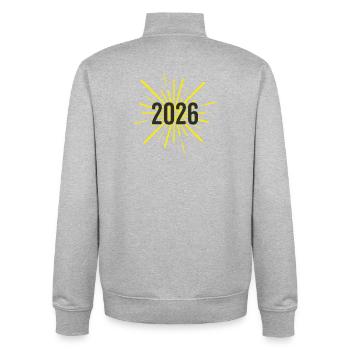 Début de l’année 2026 - Sweat zippé unisexe en coton bio Stanley/Stella - gris chiné - Dos - AI Model Male 185 light (185cm)