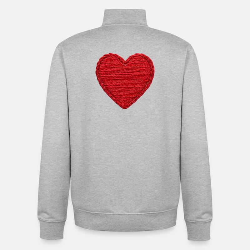 Cœur dans un style brodé (imprimé) - Sweat zippé unisexe en coton bio Stanley/Stella - gris chiné