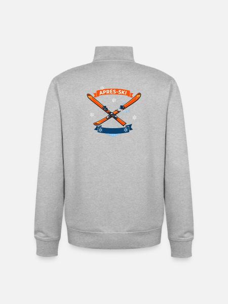 Comic ski crossed with cheerful banner - Unisex Organic Zip Sweatshirt by Stanley/Stella - heather grey