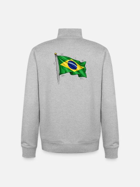 Brazil Flag - Unisex Organic Zip Sweatshirt by Stanley/Stella - heather grey