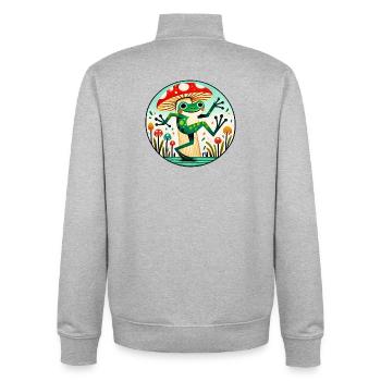 Mushroom Frog Whimsy Circle - Unisex Organic Zip Sweatshirt by Stanley/Stella - heather grey - Back - AI Model Male 185 light (185cm)