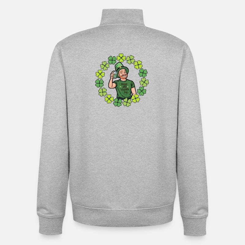 St. Patrick's Day Cartoon mit Kleeblättern - Unisex Organic Zip Sweatshirt von Stanley/Stella - Grau meliert