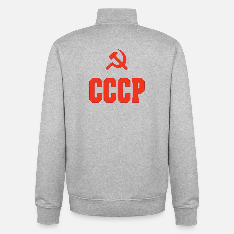 Design CCCP dans le style années 80, chaussettes CCCP - Sweat zippé unisexe en coton bio Stanley/Stella - gris chiné