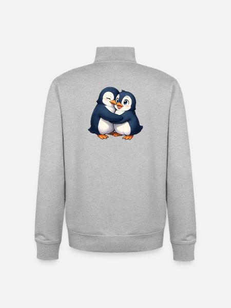 Kuschelfreundschaft der Pinguine - Unisex Organic Zip Sweatshirt von Stanley/Stella - Grau meliert