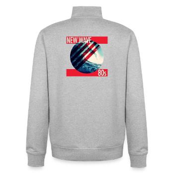 New Wave Neon Surf 80s - Unisex Organic Zip Sweatshirt by Stanley/Stella - heather grey - Back - AI Model Male 185 light (185cm)