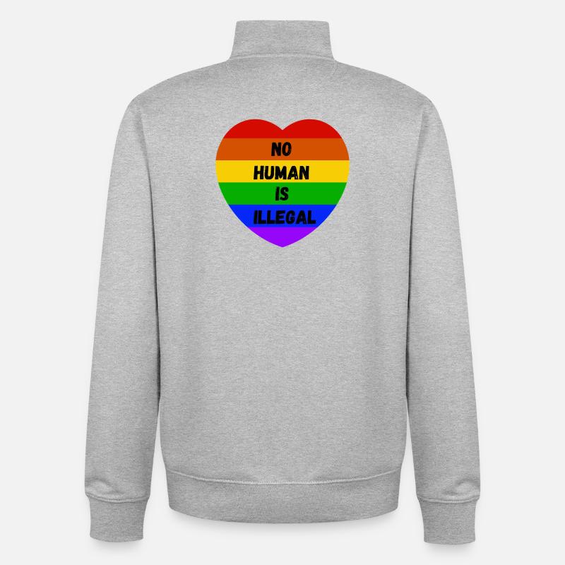  No Human Is Illegal - Unisex Organic Zip Sweatshirt von Stanley/Stella - Grau meliert