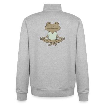 ZenFrosch Meditation Figure - Unisex Organic Zip Sweatshirt by Stanley/Stella - heather grey - Back - AI Model Male 185 light (185cm)