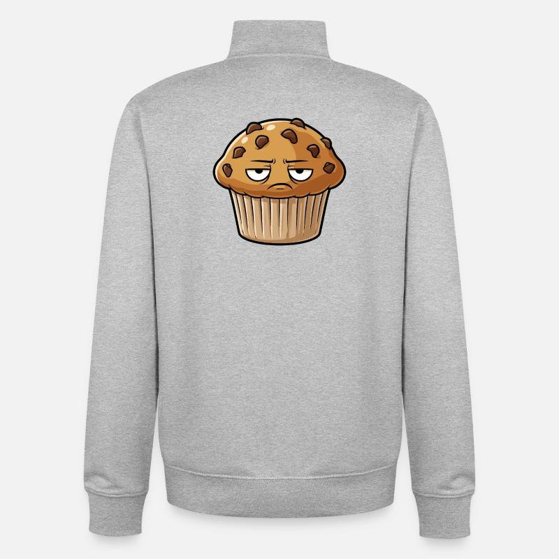 Grim Muffin Face - Sweat zippé unisexe en coton bio Stanley/Stella - gris chiné