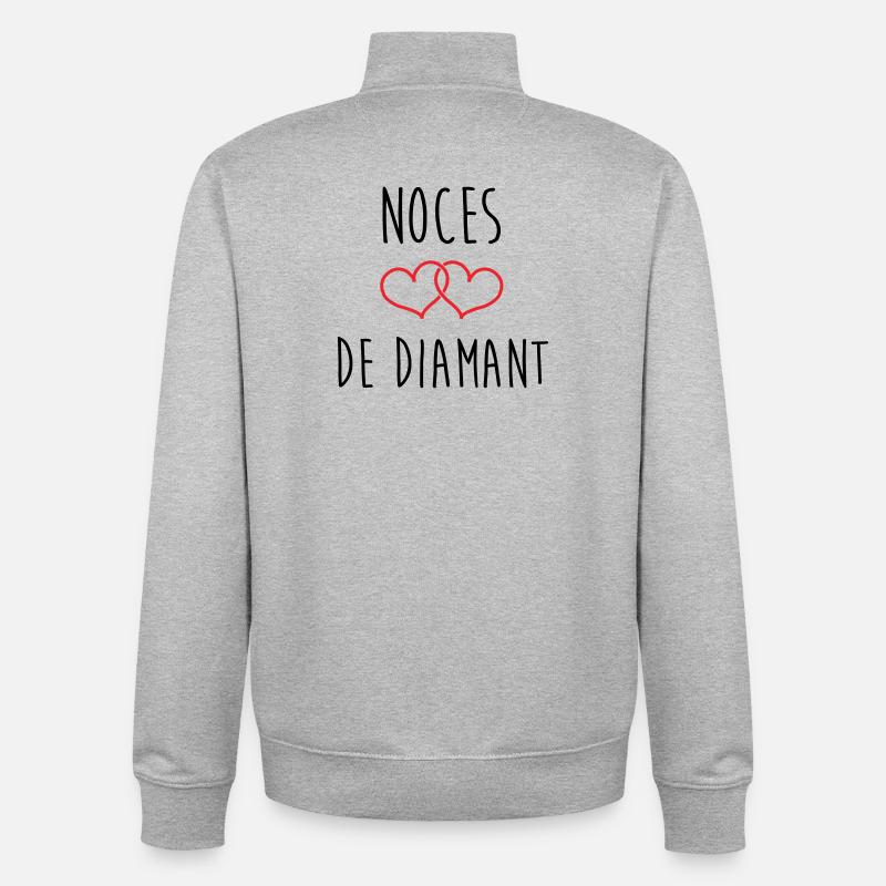 Wedding Anniversary - Diamond Wedding (60 years) - Unisex Organic Zip Sweatshirt by Stanley/Stella - heather grey